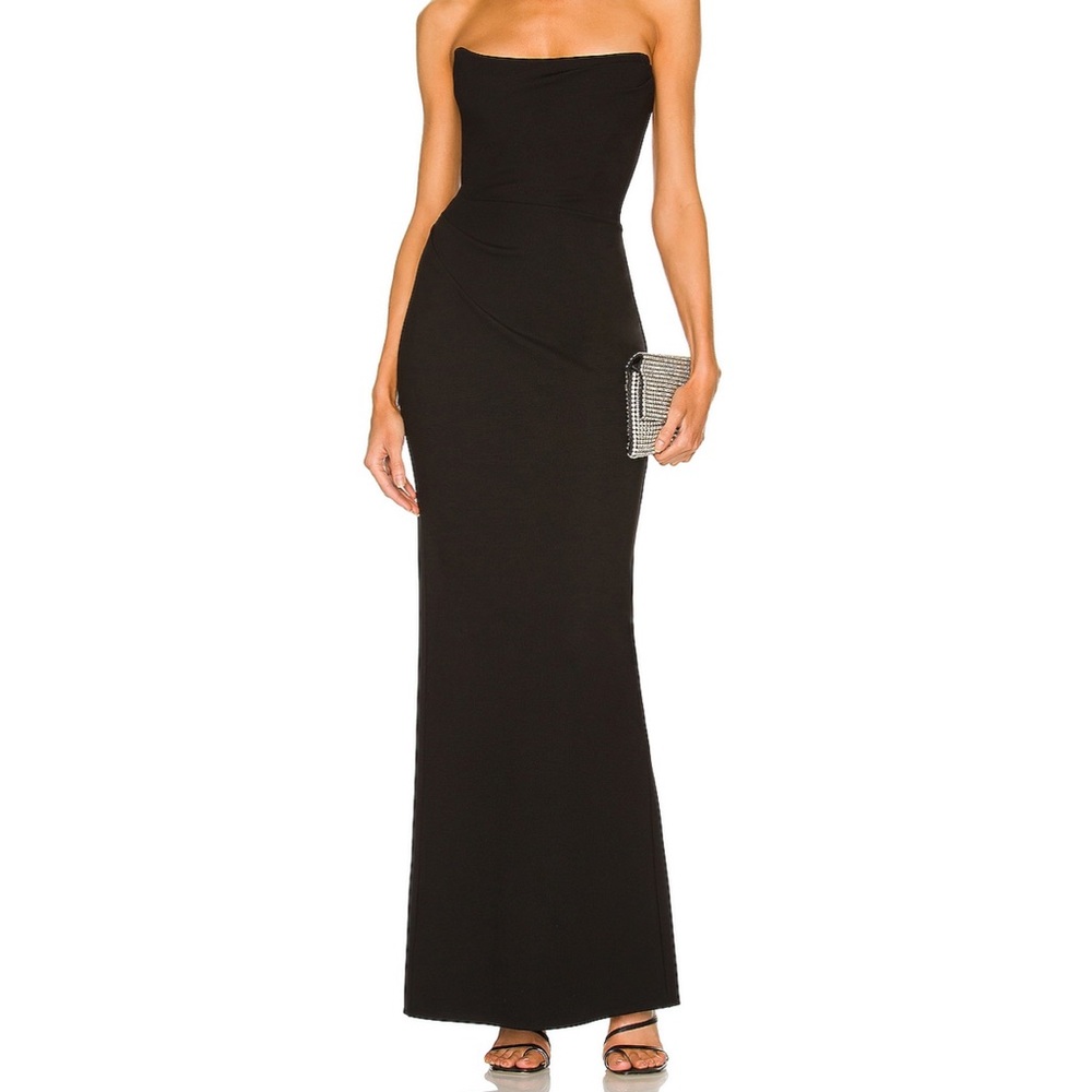 Michael Costello Strapless Black Evening Gown